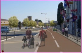 Cheminements piétons et cyclables route de Montpellier à LUNEL (34)